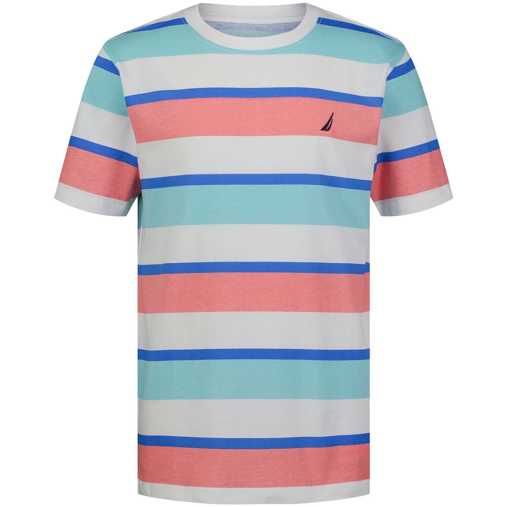Boys' Happy Stripe T-Shirt (8-20),Buoy Red,large