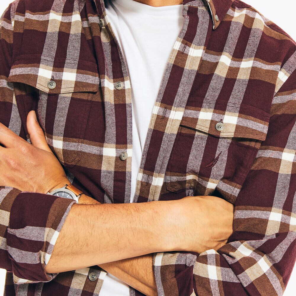 PLAID FLANNEL SHIRT,Rio Red,large