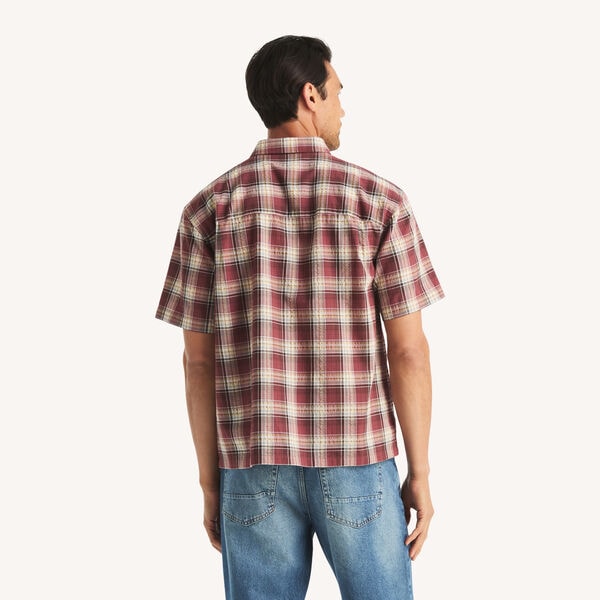 Plaid Short-Sleeve Seersucker Shirt
