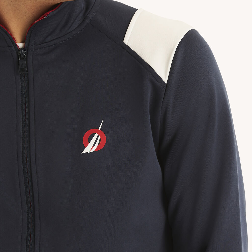 Full-Zip Mock Neck Track Jacket,Navy,large
