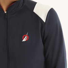 Full-Zip Mock Neck Track Jacket,Navy,large
