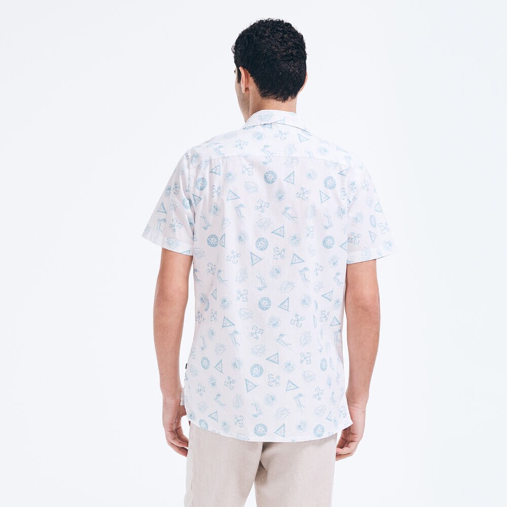 NAUTICAL PRINT SHORT SLEEVE SHIRT,Bright White,large
