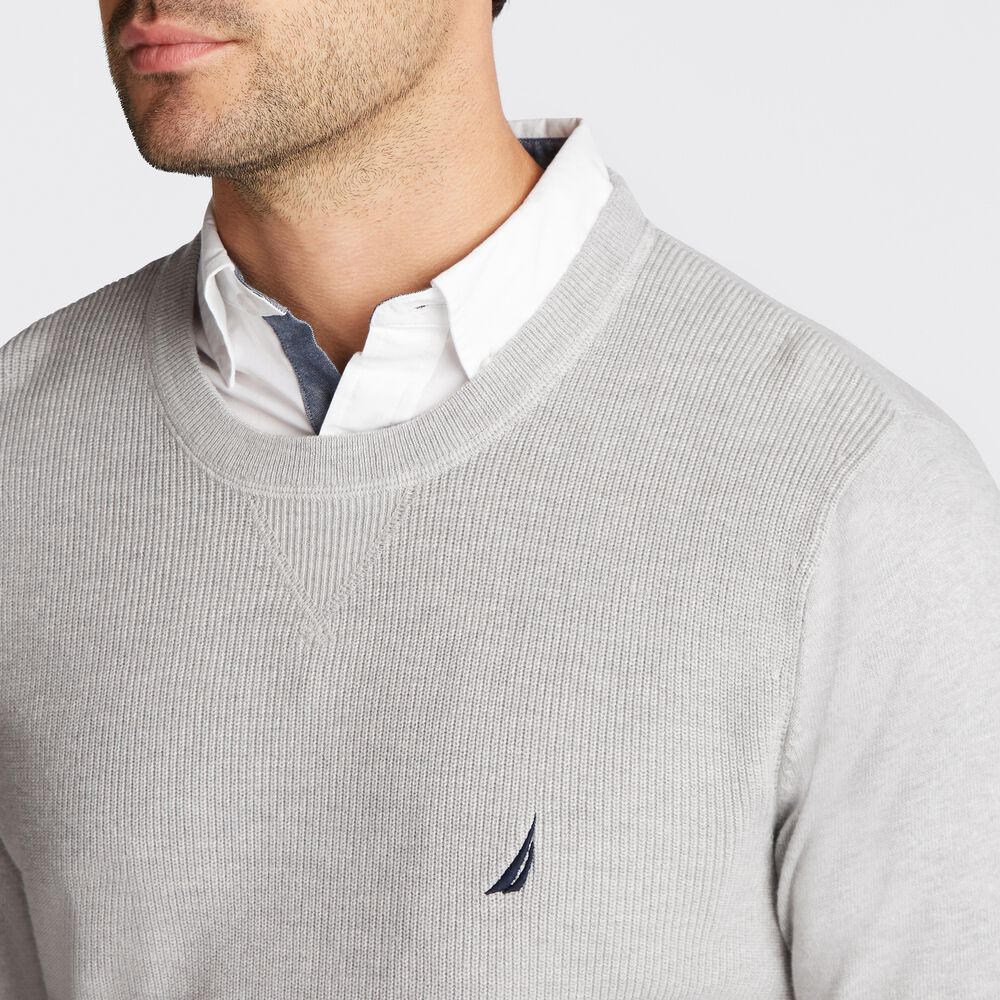 NAVTECH RIBBED-FRONT SWEATER,Grey Heather,large