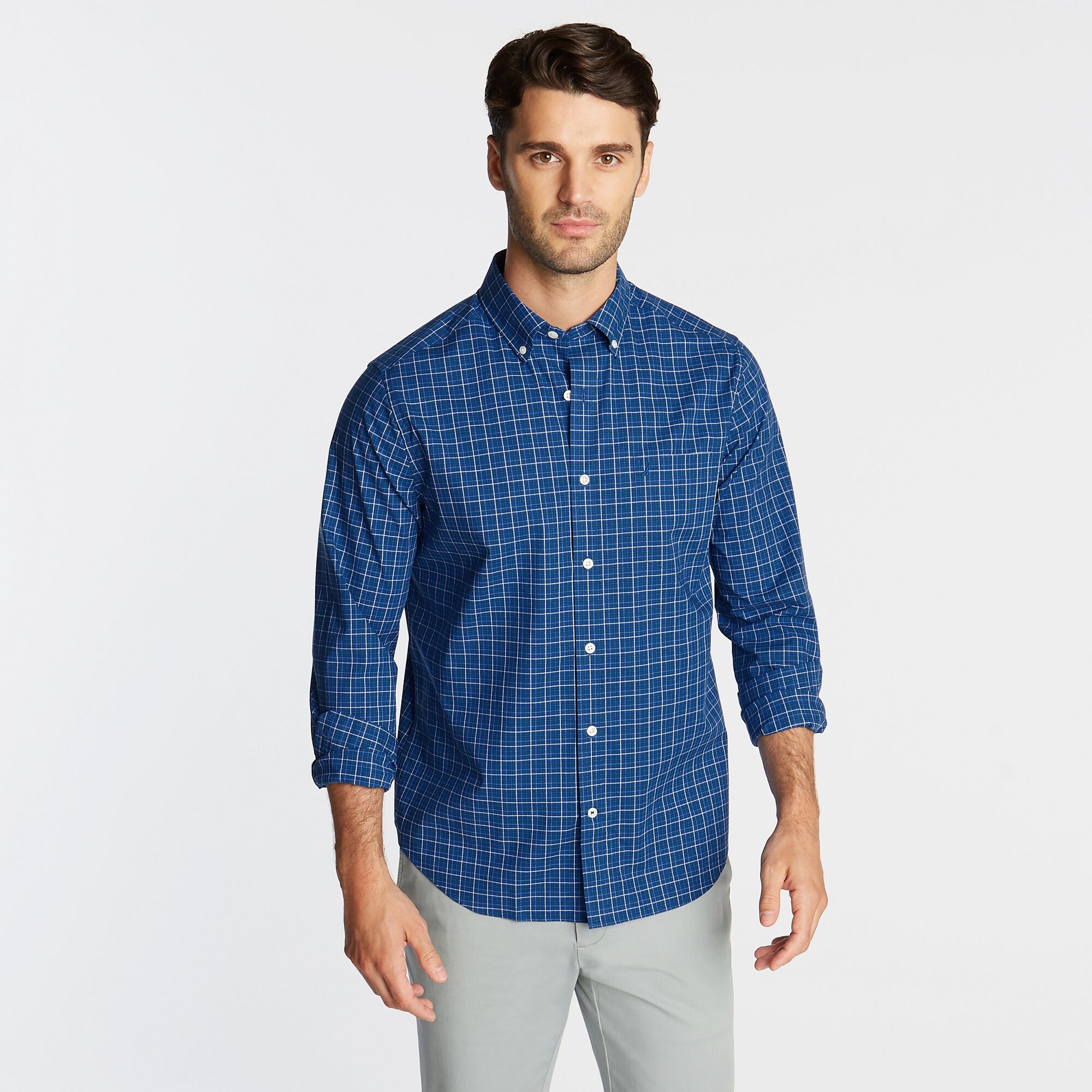 CLASSIC FIT WRINKLE-RESISTANT PLAID SHIRT,Limoges,large