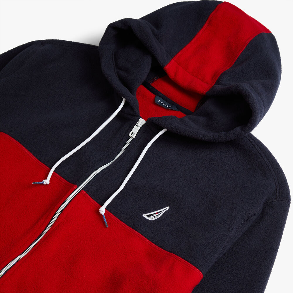 Big & Tall Colorblock Nautex Full-Zip Hoodie,Navy,large