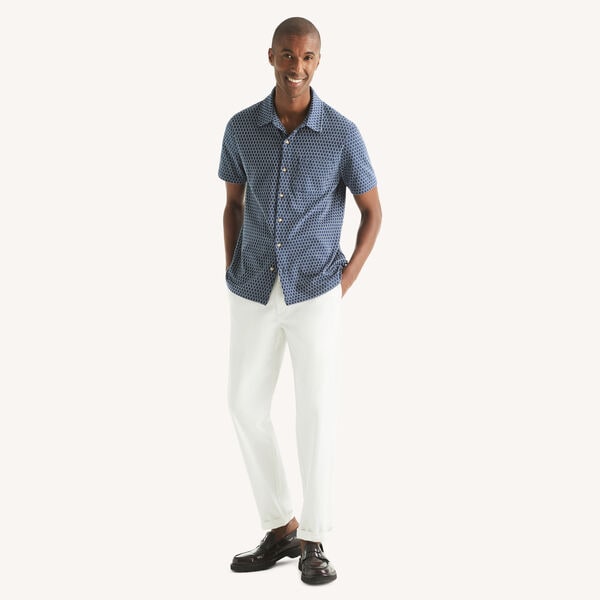 Classic Fit Printed Button-Front Polo