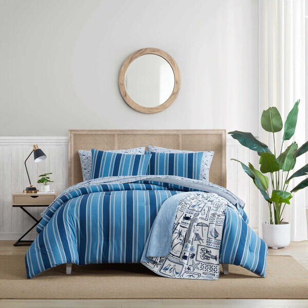 Gilpin Stripe Blue Full/Queen Comforter Set
