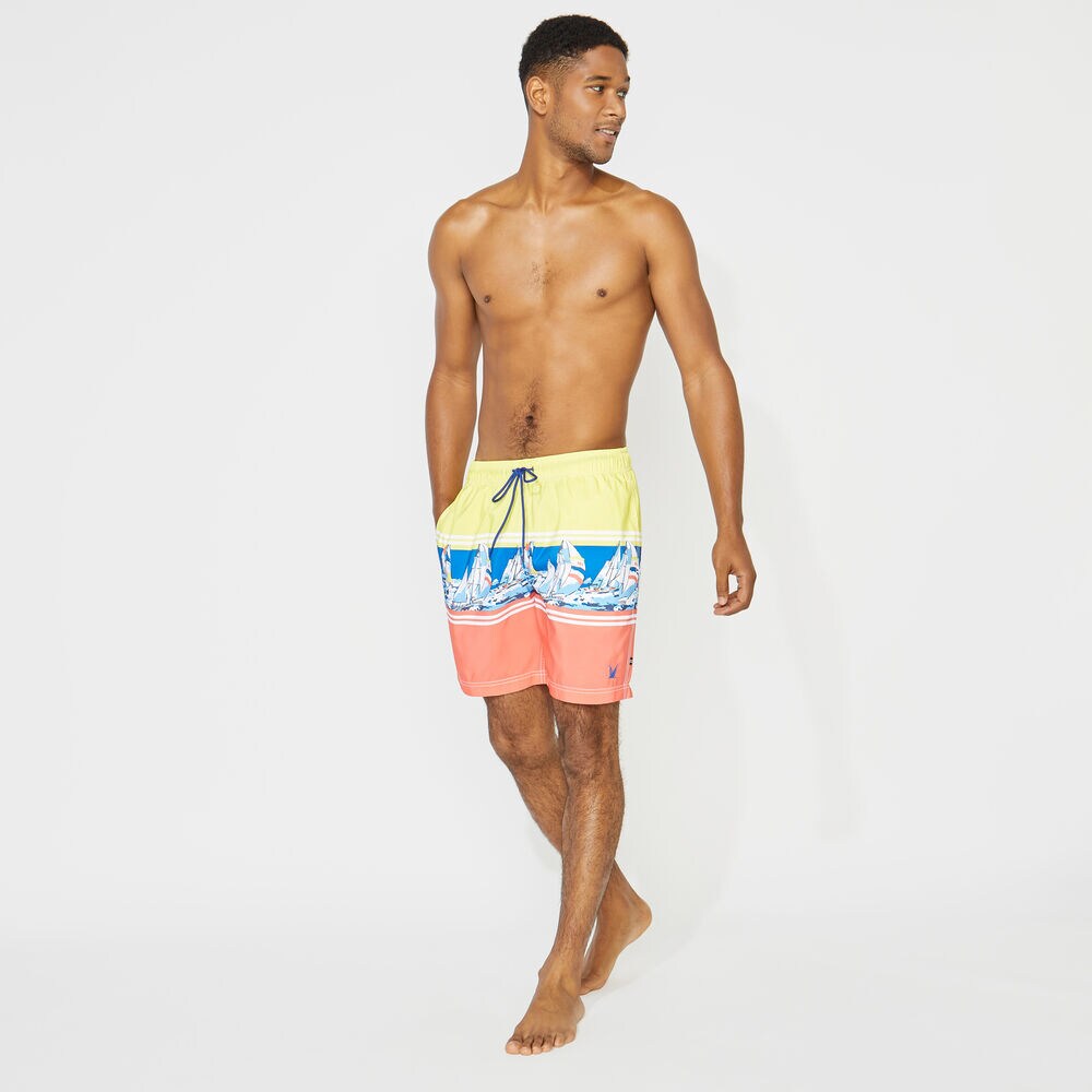 8" STRIPED BOAT PRINT SWIM,Livng Coral,large