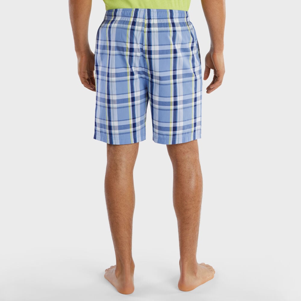 PLAID WOVEN SLEEP SHORTS,Riviera Blue,large