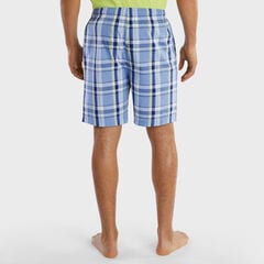 PLAID WOVEN SLEEP SHORTS,Riviera Blue,large
