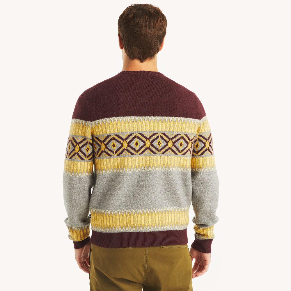 Fair Isle Crewneck Sweater,Rio Red,large