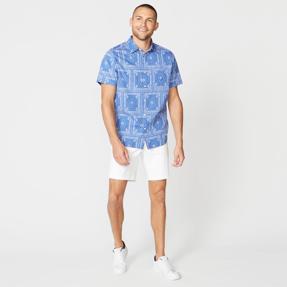 BANDANA PRINT SHORT SLEEVE SHIRT,Bolt Blue,large