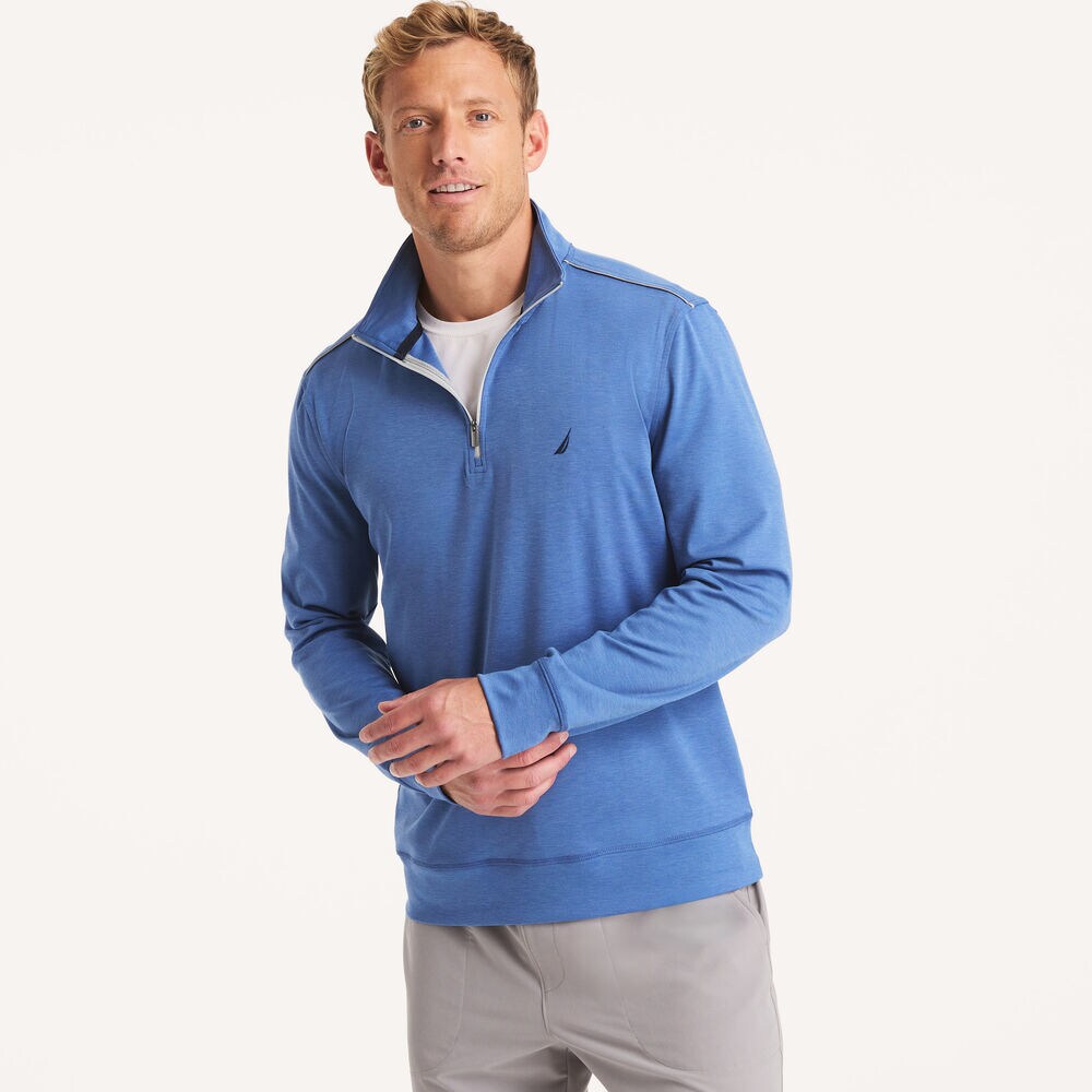 Quarter-Zip Pullover Sweatshirt,Bolt Blue,large