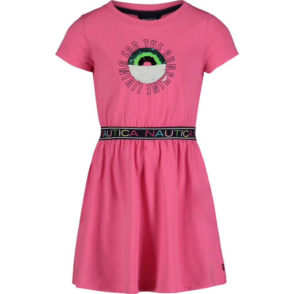 Little Girls' Logo Elastic Dress (4-6X),Rogue Red,large