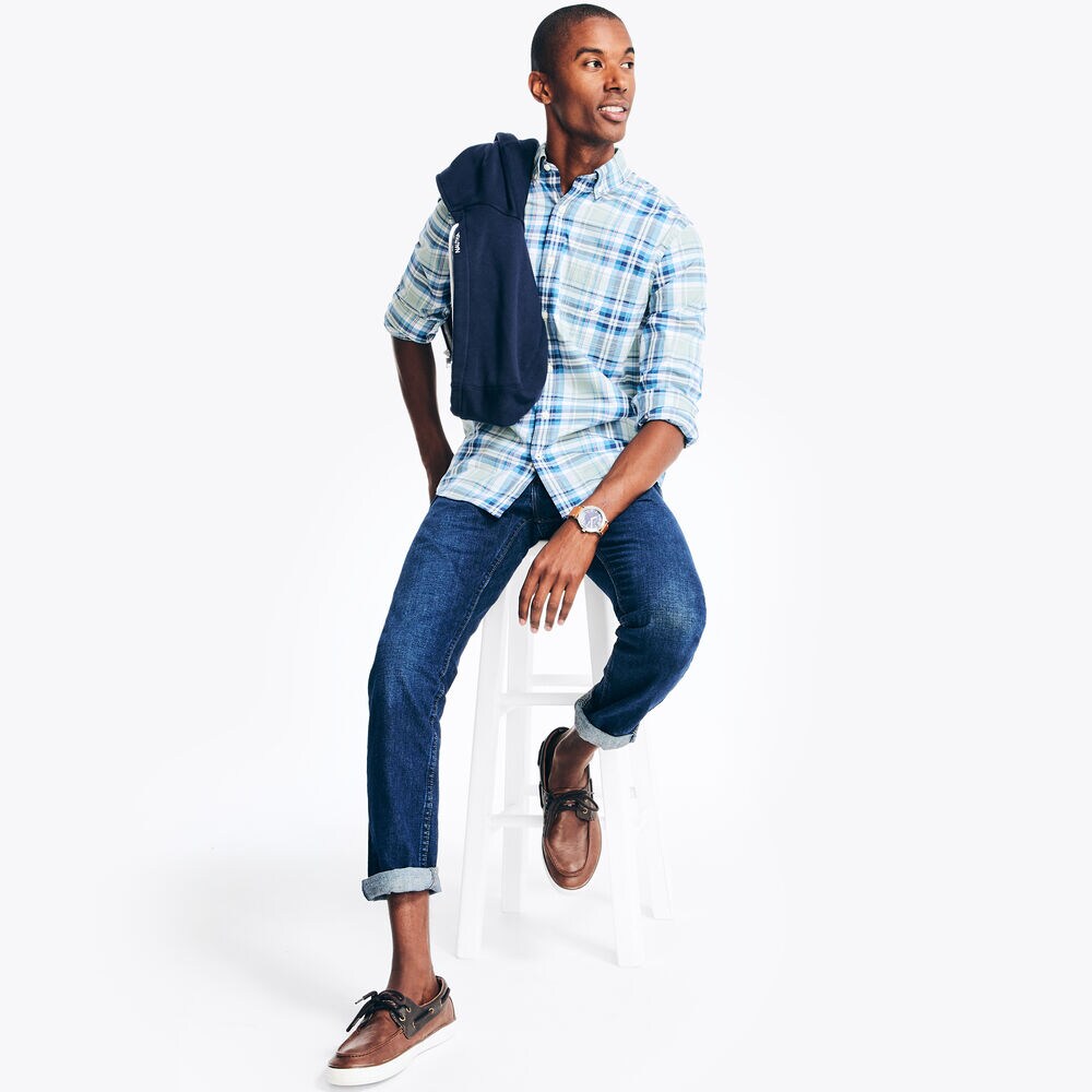 Plaid Poplin Shirt,Green Terrain,large