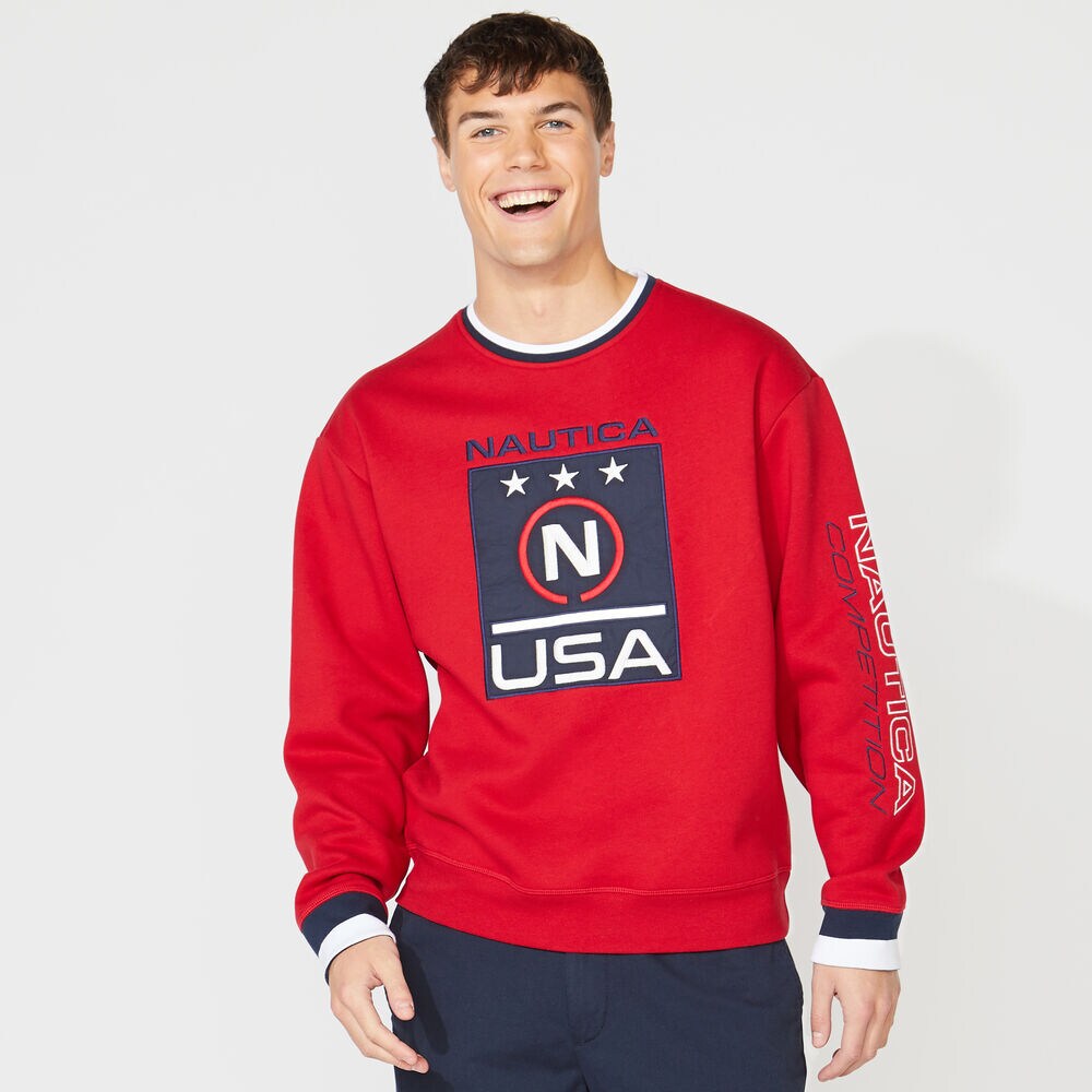 NAUTICA COMPETITION GRAPHIC SWEATSHIRT,Nautica Red,large