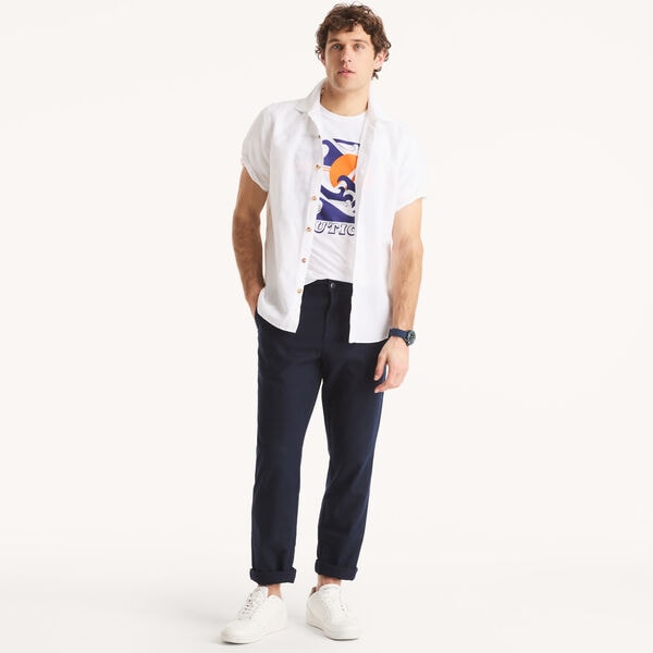 Flat Front Linen Deck Pant