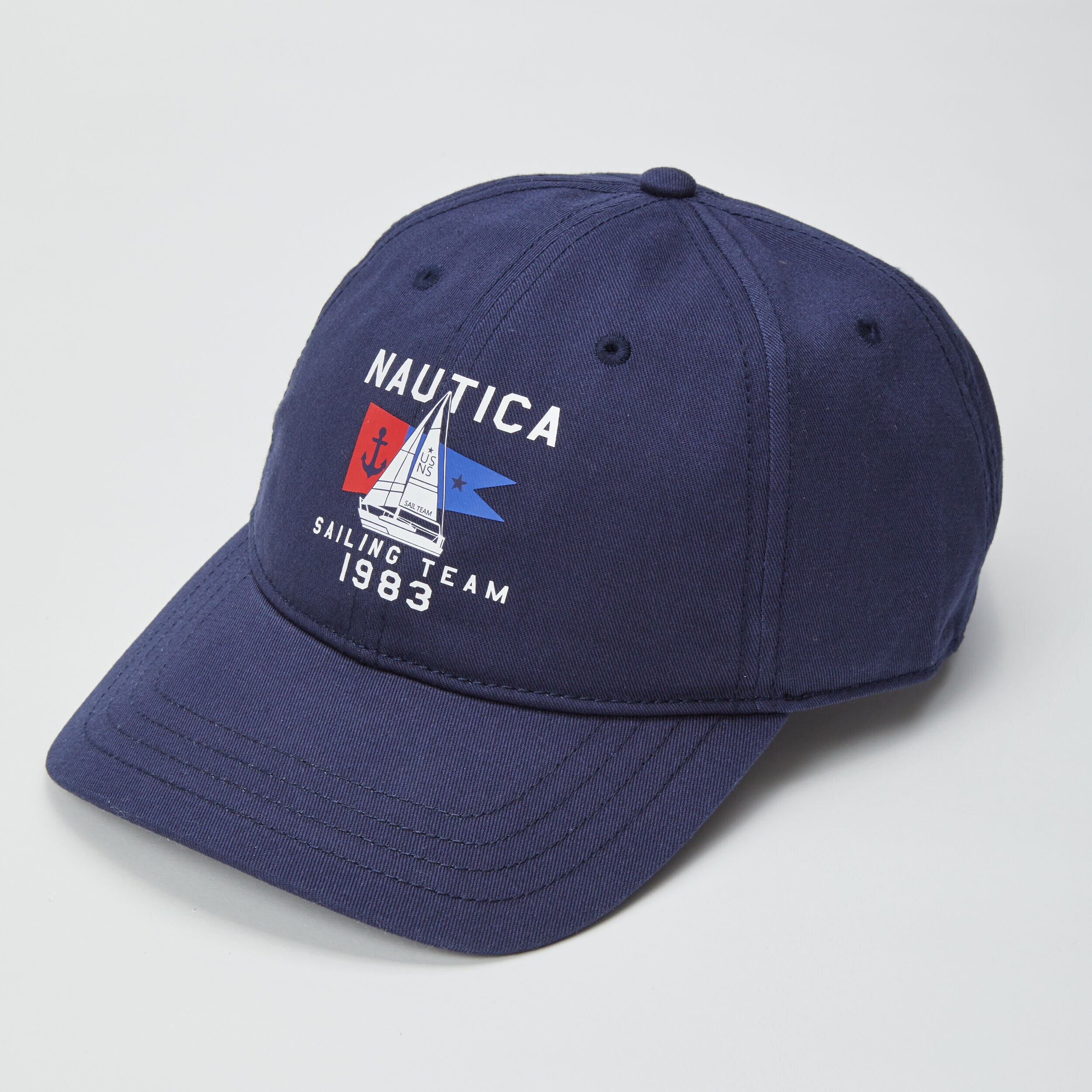 ANCHOR AND FLAG LOGO EMBROIDERED CAP 