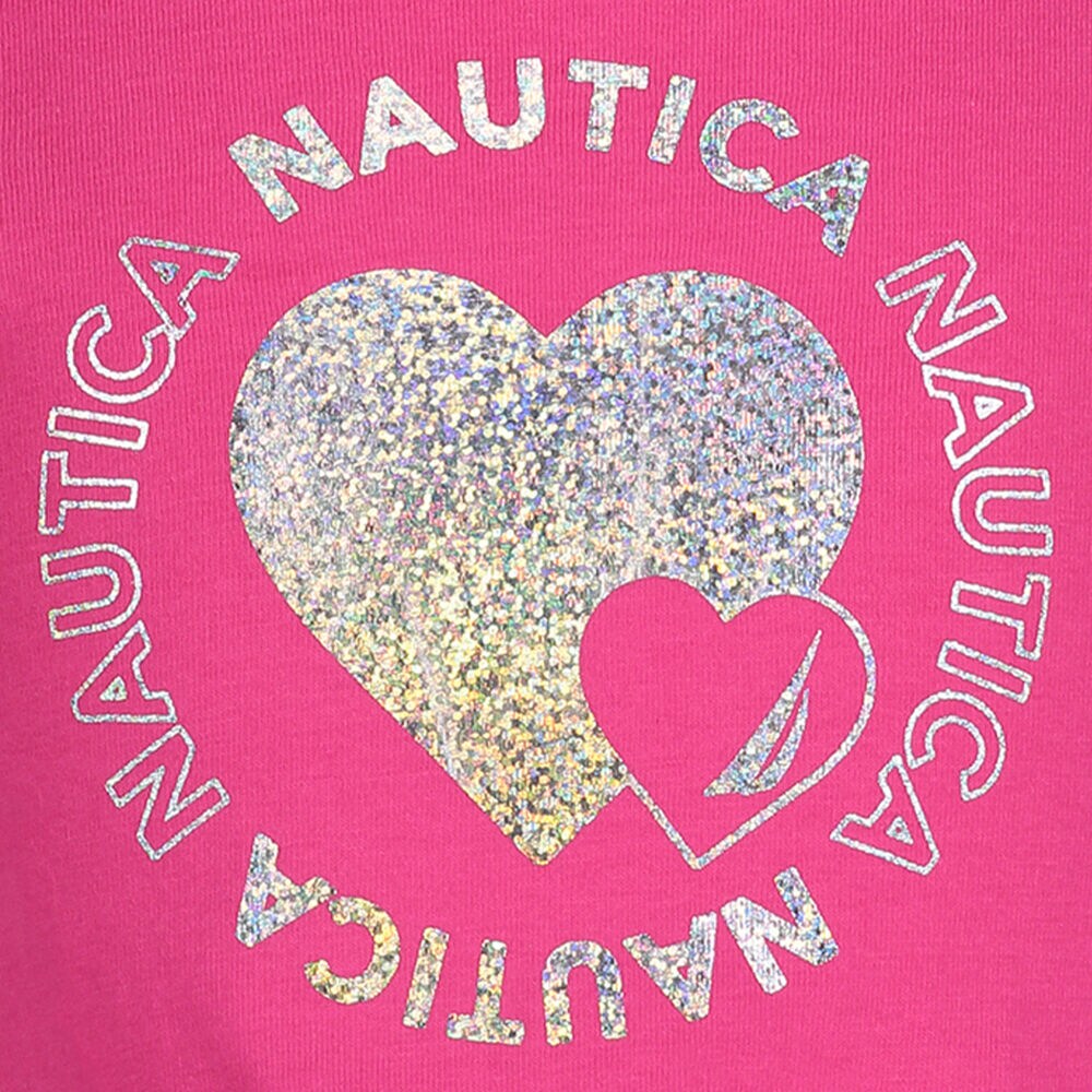 LITTLE GIRLS' GLITTER HEART T-SHIRT DRESS (4-7),Dark Acacia,large