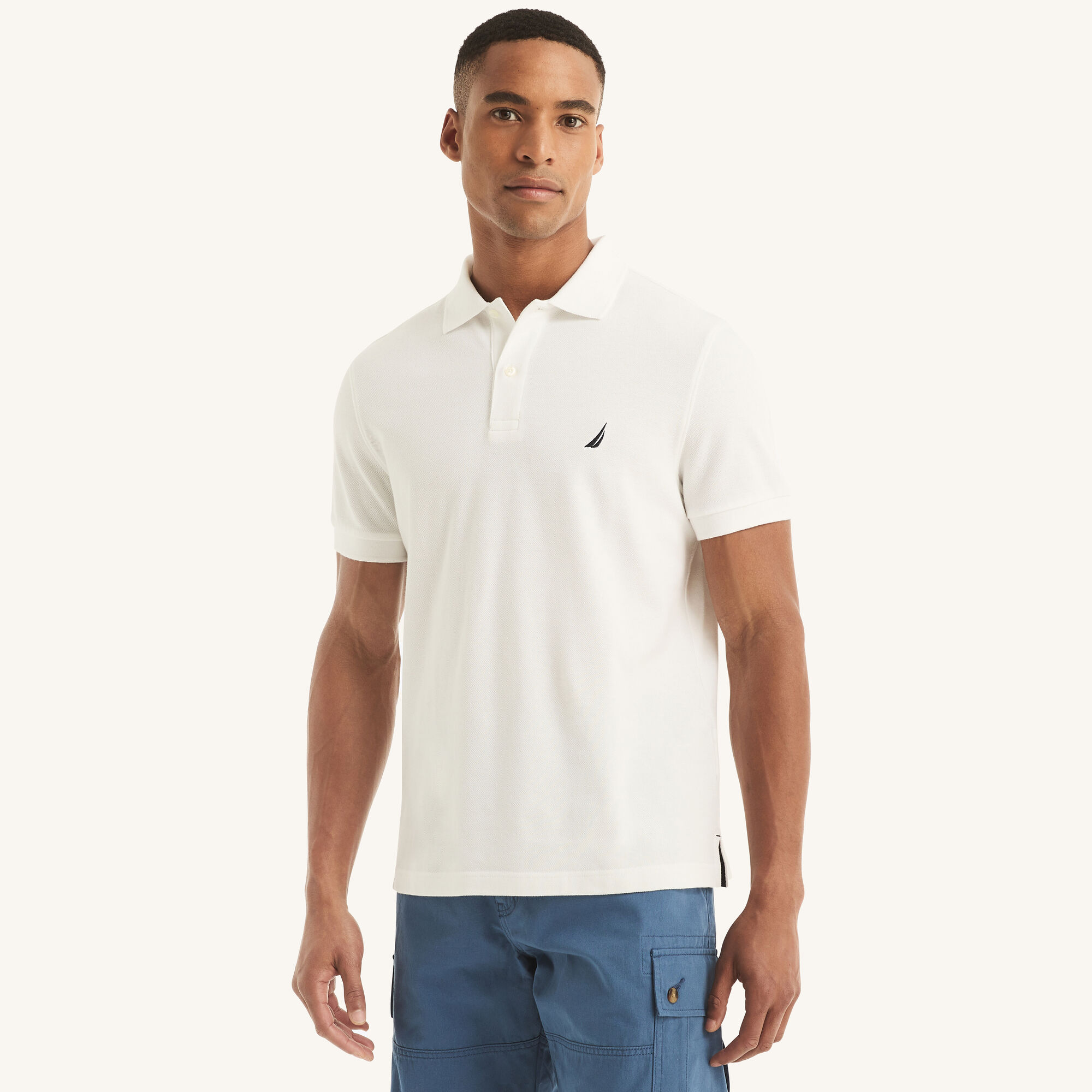 Slim Fit Deck Polo,Bright White,large