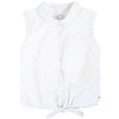 Girls' Tie-Front Sleeveless Top (8-16),Sail White,large