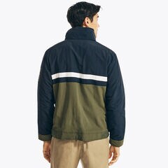 LIGHTWEIGHT COLORBLOCK WINDBREAKER JACKET,Navy,large