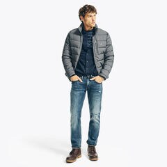 QUILTED PUFFER JACKET,Grey Heather,large