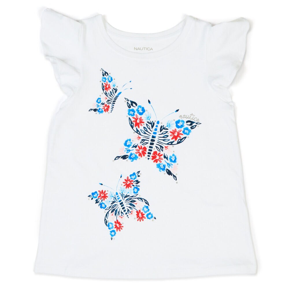 Toddler Girls' Butterfly Tee (2T-4T),Antique White Wash,large