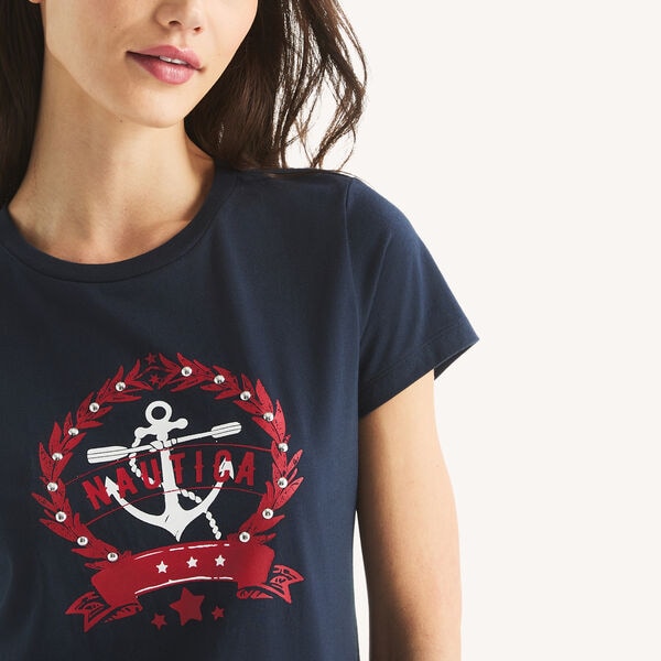 Studded Logo Anchor Graphic T-Shirt
