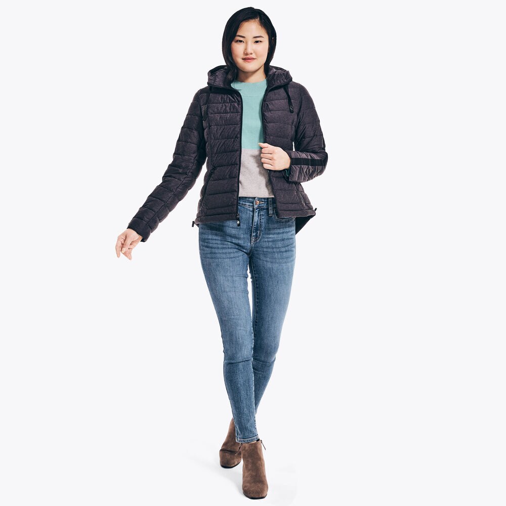 PACKABLE STRETCH HOODED JACKET,Grey Heather,large