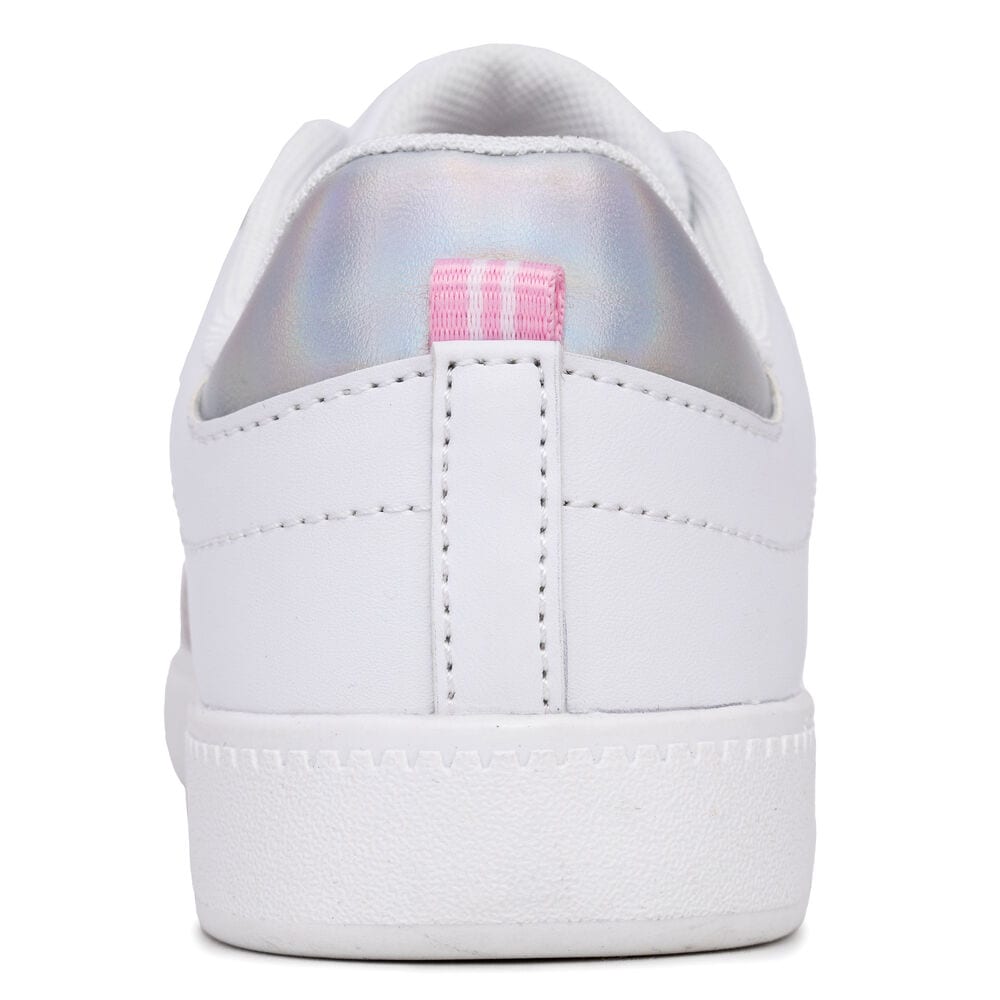 Girls' Holographic Lace-Up Sneaker,Bright White,large
