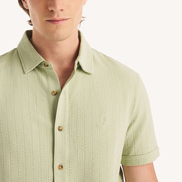 Classic Fit Seersucker Button-Front Polo