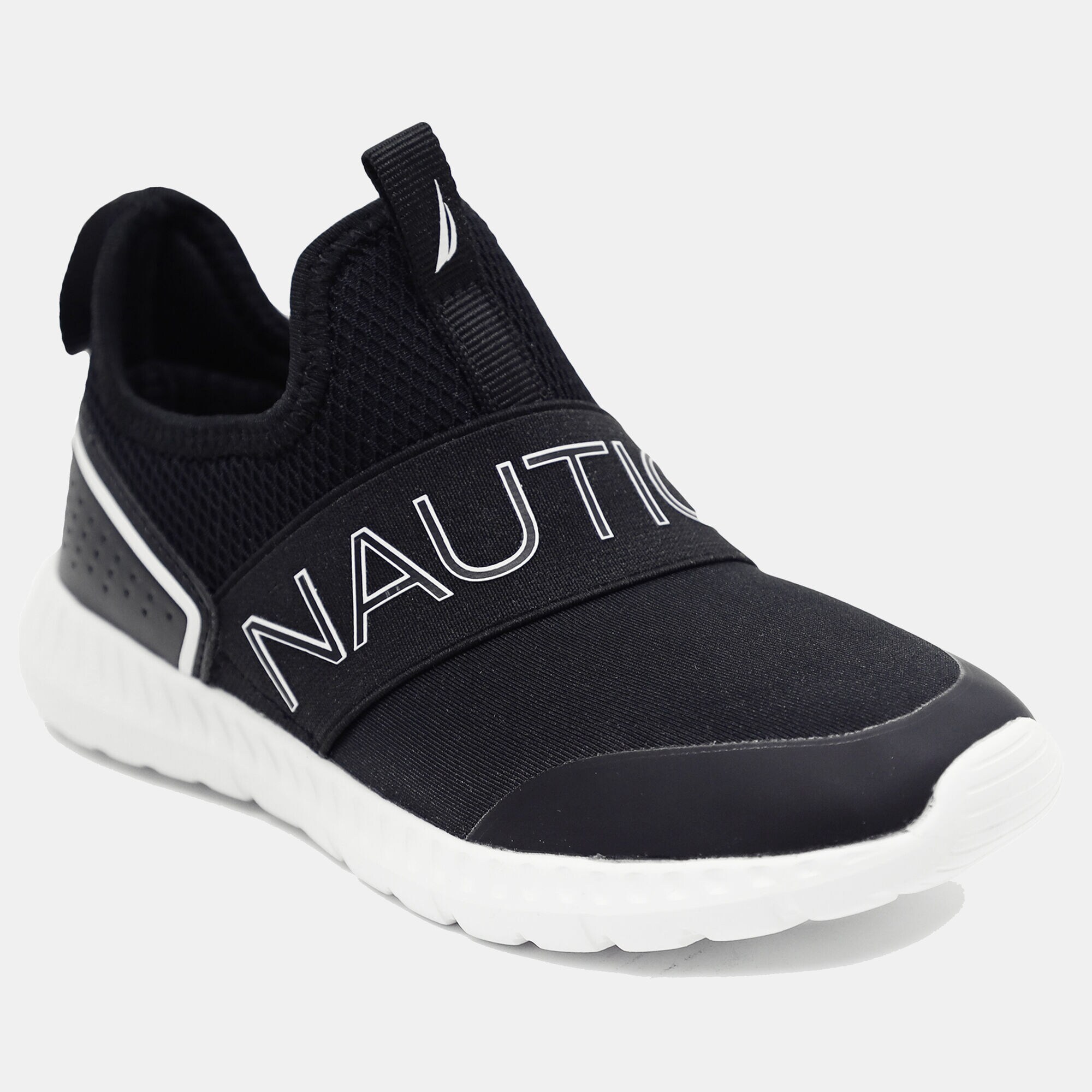 BOYS' LOGO STRAP SLIP-ON SNEAKER,Black,large