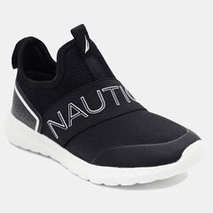 BOYS' LOGO STRAP SLIP-ON SNEAKER,Black,large