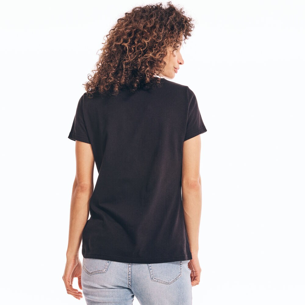 SUSTAINABLY CRAFTED FLORAL FOIL LOGO T-SHIRT,True Black,large