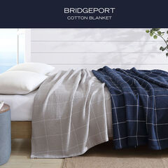 Bridgeport Waffle Grid Navy Full/Queen Blanket,Bali Bliss,large
