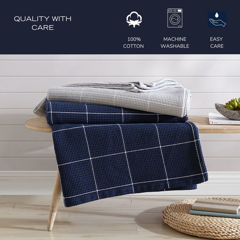 Bridgeport Waffle Grid Grey Full/Queen Blanket,Sienna-dust,large