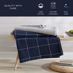 Bridgeport Waffle Grid Grey Full/Queen Blanket,Sienna-dust,large