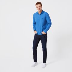 CLASSIC FIT LONG SLEEVE POLO,Nite Sea Heather,large