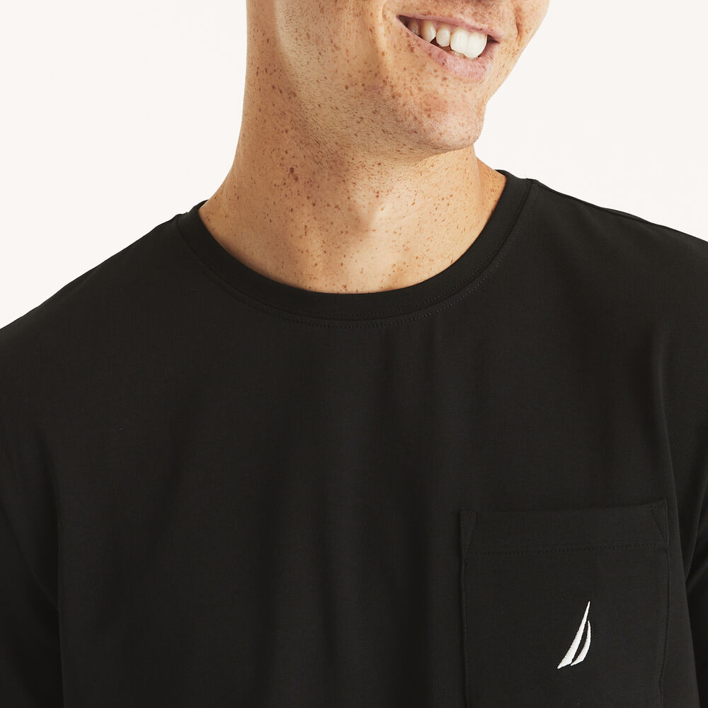 Short Sleeve Solid Pocket T-Shirt,True Black,large