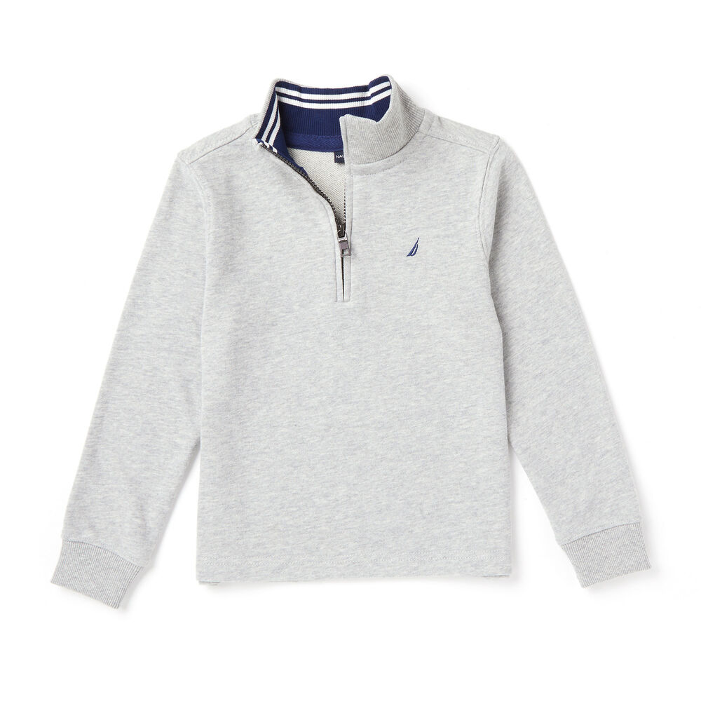 Little Boys' Quarter Zip Pullover (4-6),Grey Heather,large