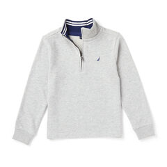 Little Boys' Quarter Zip Pullover (4-6),Grey Heather,large