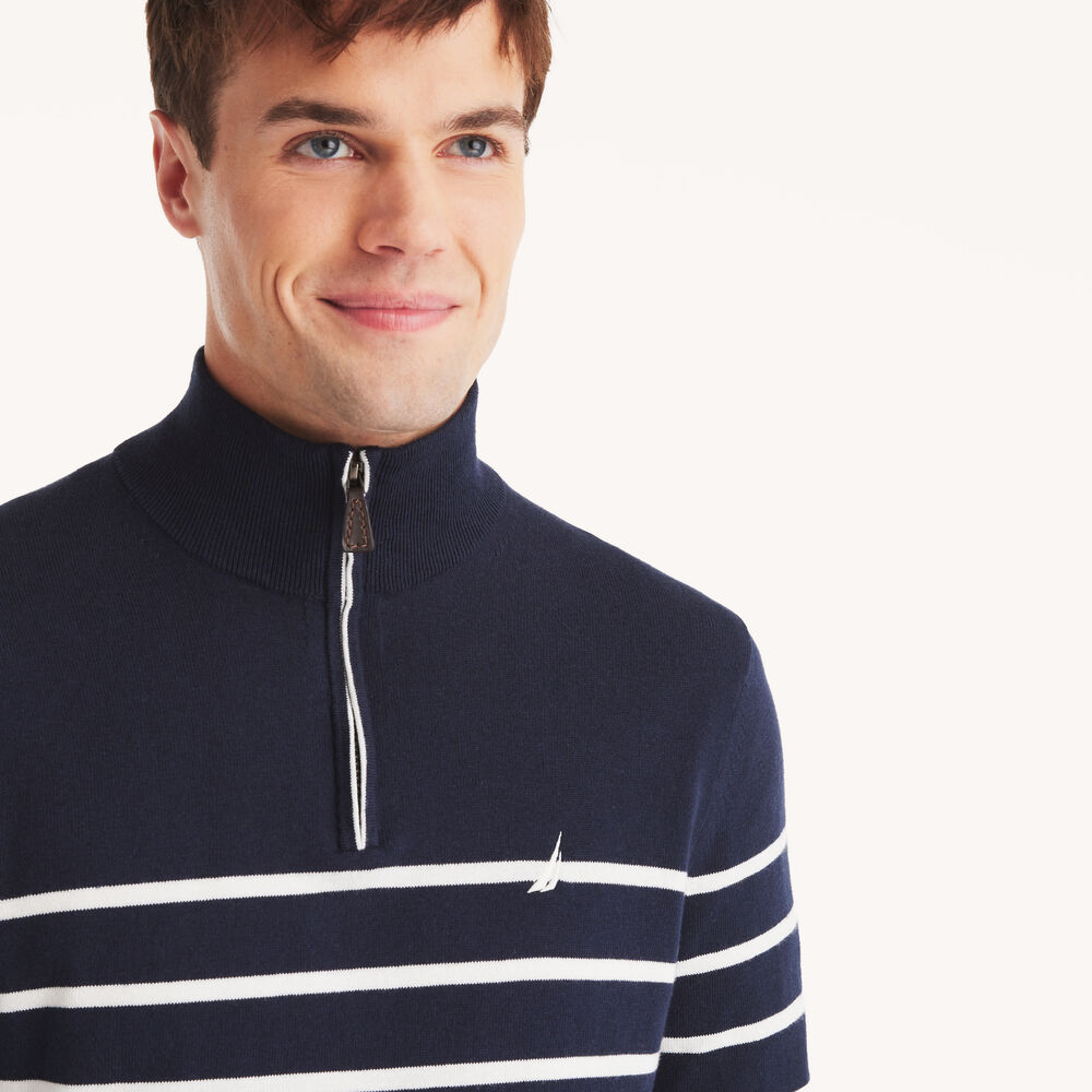 Navtech Striped Quarter-Zip Sweater,Stellar Blue Heather,large