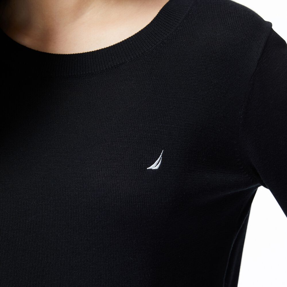 CLASSIC FIT CREW NECK SWEATER,True Black,large