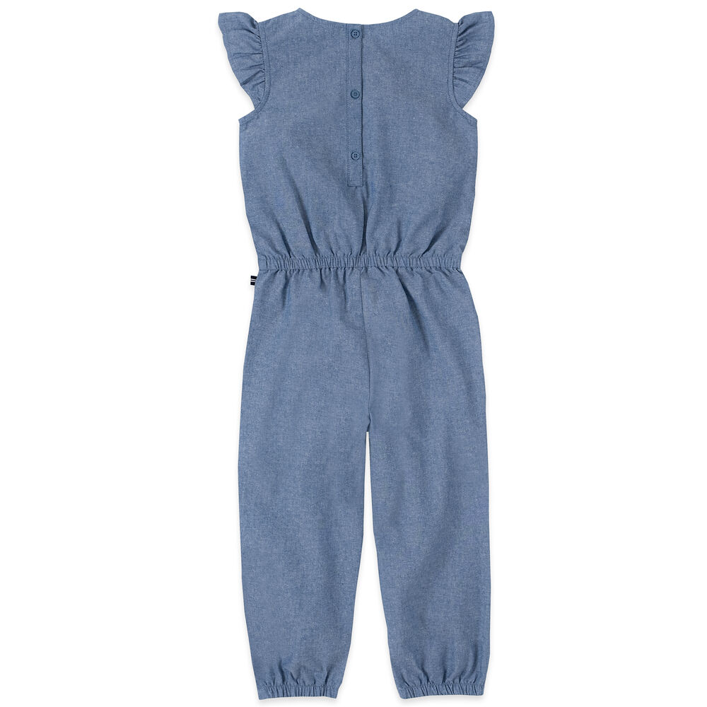TODDLER GIRLS' RUFFLE-TRIMMED CHAMBRAY JUMPSUIT (2T-4T),Light Tide Water Wash,large