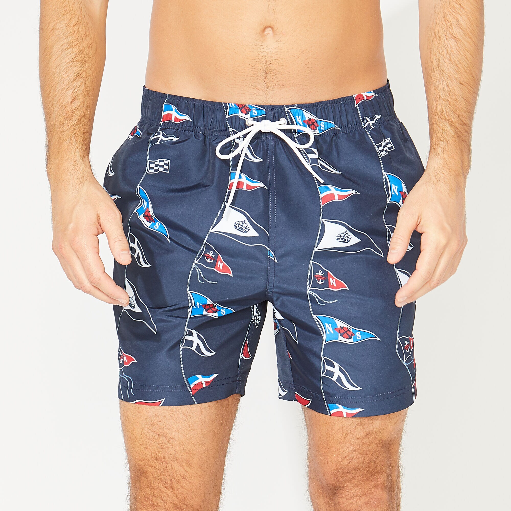 6" FLAG PRINT QUICK-DRY SWIM,Navy,large