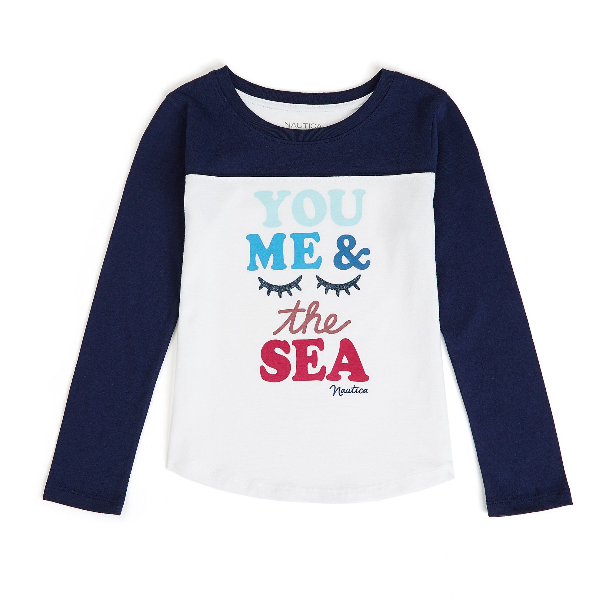 Little Girls' You Me And The Sea Graphic Tee (4-6X),Navy,large