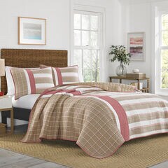 Crimstead Reversible Quilt in Khaki/Red,Sand Drift,large