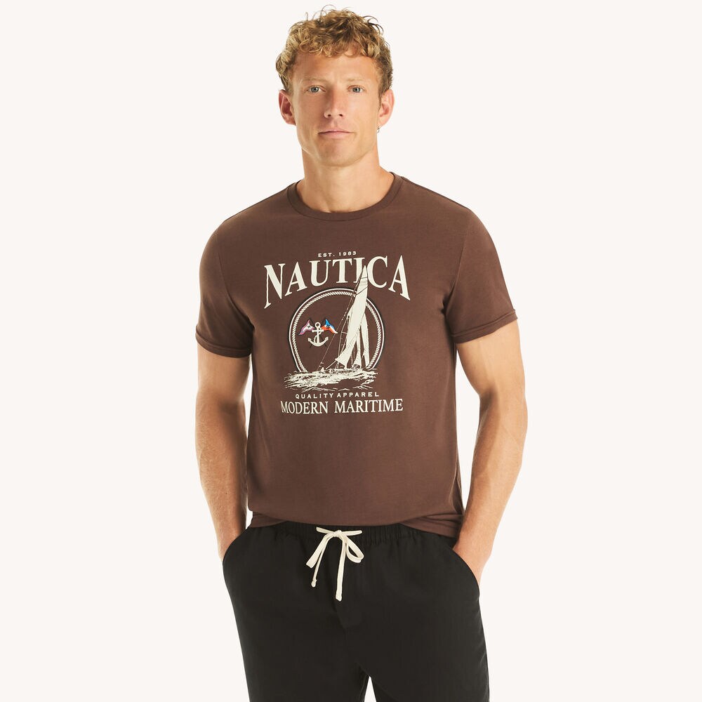 Modern Maritime Graphic T-Shirt,Vicuna,large