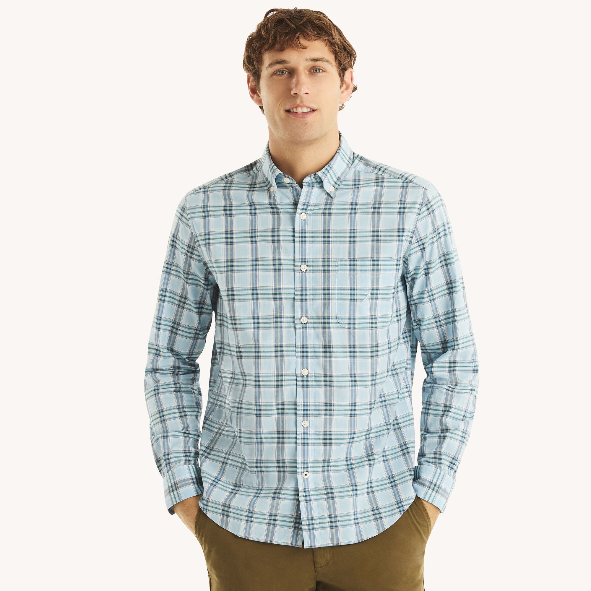 Plaid Shirt,Riviera Blue,large
